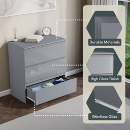 Vida Designs Glinton 3 Drawer Grey Chest of Drawers - Wilko - thumbnail 7