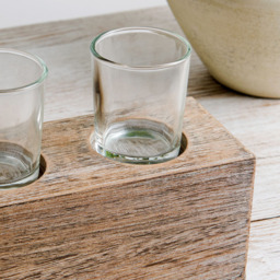 Wooden Tealight Candle Holder Set Brown - Wilko - thumbnail 4