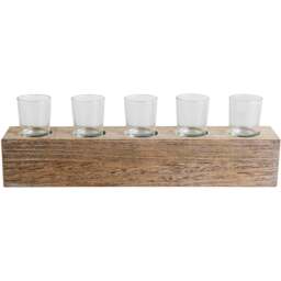 Wooden Tealight Candle Holder Set Brown - Wilko