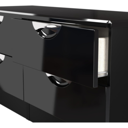 Crowndale Camden 4 Drawer Black Gloss and Black Bed Box Ready Assembled - Size: 51 x 112 x 42cm - Black Gloss & Black - Wilko - thumbnail 6