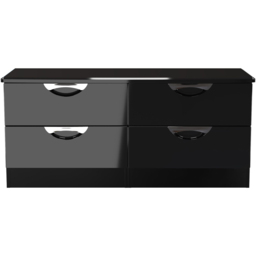 Crowndale Camden 4 Drawer Black Gloss and Black Bed Box Ready Assembled - Size: 51 x 112 x 42cm - Black Gloss & Black - Wilko - thumbnail 3