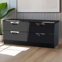 Crowndale Camden 4 Drawer Black Gloss and Black Bed Box Ready Assembled - Size: 51 x 112 x 42cm - Black Gloss & Black - Wilko