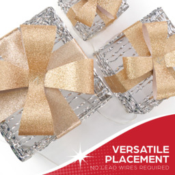The Christmas Workshop 60 Warm White LED Silver Gift Box Decoration Set of 3 - Size: 22 x 20 x 20cm - Wilko - thumbnail 7