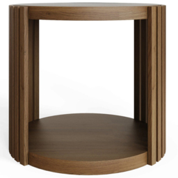GFW Zadie Single Shelf Walnut Slatted Round Side Table - Size: 48 x 53 x 53cm - Wilko - thumbnail 5