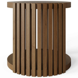 GFW Zadie Single Shelf Walnut Slatted Round Side Table - Size: 48 x 53 x 53cm - Wilko - thumbnail 4