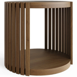 GFW Zadie Single Shelf Walnut Slatted Round Side Table - Size: 48 x 53 x 53cm - Wilko - thumbnail 3