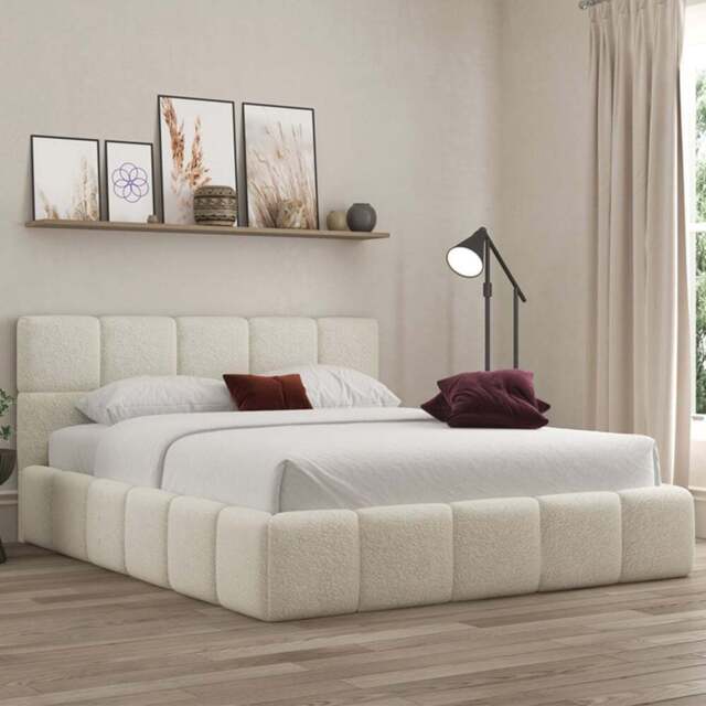 DS Living Ovella King Size Ivory Cubed Ottoman Bed - Cream - Wilko - image 1