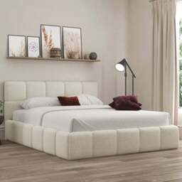 DS Living Ovella King Size Ivory Cubed Ottoman Bed - Cream - Wilko