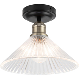 Cosylyte Bowley Matt Black Ribbed Glass Flush Ceiling Light - Size: 28.5 x 28.5 x 19.5cm - Wilko - thumbnail 4