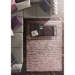 Origins Carved Glamour Abode Rose Rug 80 x 150cm - Pink - Origins Rugs - Wilko - thumbnail 3