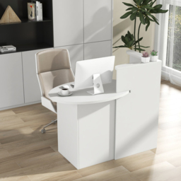 Costway Single Drawer 2 Shelf White Corner Reception Counter Desk - Size: 120 x 70 x 100cm - Wilko - thumbnail 4