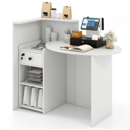 Costway Single Drawer 2 Shelf White Corner Reception Counter Desk - Size: 120 x 70 x 100cm - Wilko - thumbnail 3