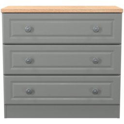 Crowndale Norfolk 3 Drawer Dusk Grey and Bardolino Oak Chest of Drawers Ready Assembled - Dusk Grey & Bardolino Oak - Wilko - thumbnail 3