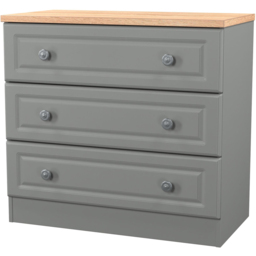 Crowndale Norfolk 3 Drawer Dusk Grey and Bardolino Oak Chest of Drawers Ready Assembled - Dusk Grey & Bardolino Oak - Wilko - thumbnail 5