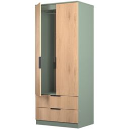 Crowndale Java 2 Door 2 Drawer Slatt Effect and Reed Green Wardrobe - Size: 2 Door, 2 Drawer - Wilko - thumbnail 6