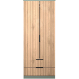 Crowndale Java 2 Door 2 Drawer Slatt Effect and Reed Green Wardrobe - Size: 2 Door, 2 Drawer - Wilko - thumbnail 3