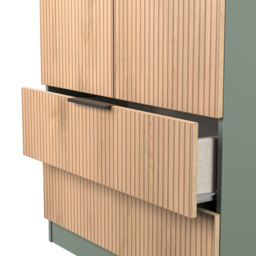 Crowndale Java 2 Door 2 Drawer Slatt Effect and Reed Green Wardrobe - Size: 2 Door, 2 Drawer - Wilko - thumbnail 7