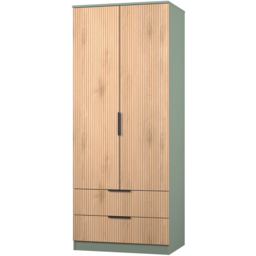 Crowndale Java 2 Door 2 Drawer Slatt Effect and Reed Green Wardrobe - Size: 2 Door, 2 Drawer - Wilko - thumbnail 5