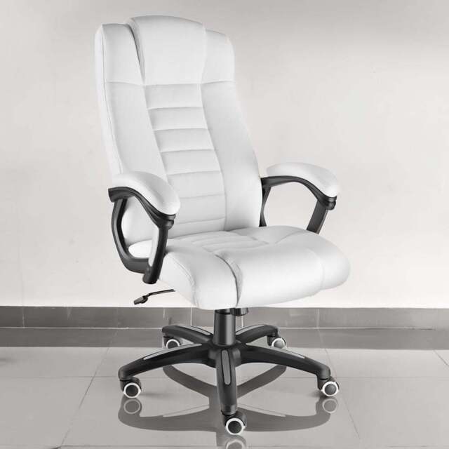 tectake White Office Chair with Padded Armrests - Size: 50 x 49 x 52cm - Wilko - image 1