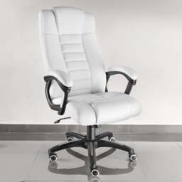 tectake White Office Chair with Padded Armrests - Size: 50 x 49 x 52cm - Wilko