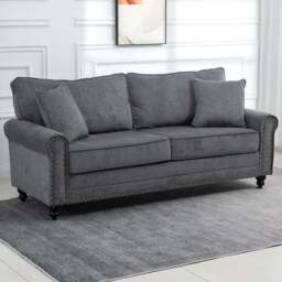 HOMCOM 3 Seater Grey Fabric Sofa - Wilko