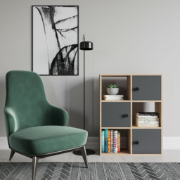 Decorotika Tilton 3 Door 3 Open Shelf Oak and Anthracite Bookcase - Size: 93 x 25.4 x 73cm - Multi - Wilko - thumbnail 4