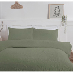 Avery Leaf Duvet Cover and Pillowcase Set - Olive Green/Superking - Size: Super King - Wilko - thumbnail 7