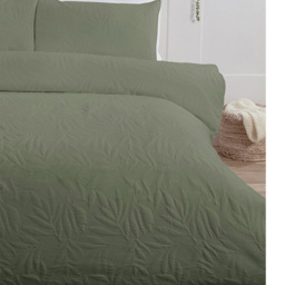 Avery Leaf Duvet Cover and Pillowcase Set - Olive Green/Superking - Size: Super King - Wilko - thumbnail 6