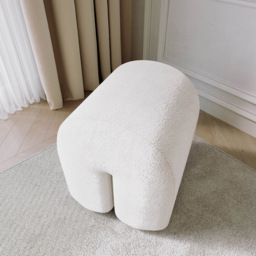 CARME Home Laurie Ivory Bouclé Stool - Size: 48 x 39 x 48cm - White - Wilko - thumbnail 4
