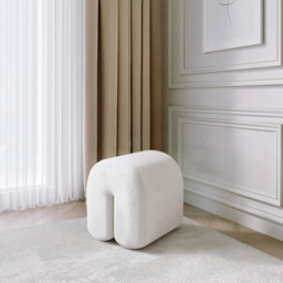 CARME Home Laurie Ivory Bouclé Stool - Size: 48 x 39 x 48cm - White - Wilko - thumbnail 7