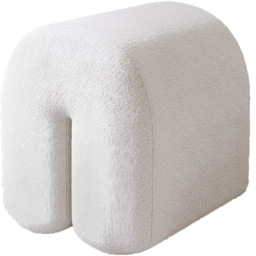 CARME Home Laurie Ivory Bouclé Stool - Size: 48 x 39 x 48cm - White - Wilko - thumbnail 3