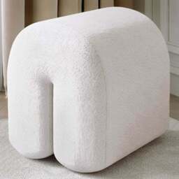 CARME Home Laurie Ivory Bouclé Stool - Size: 48 x 39 x 48cm - White - Wilko