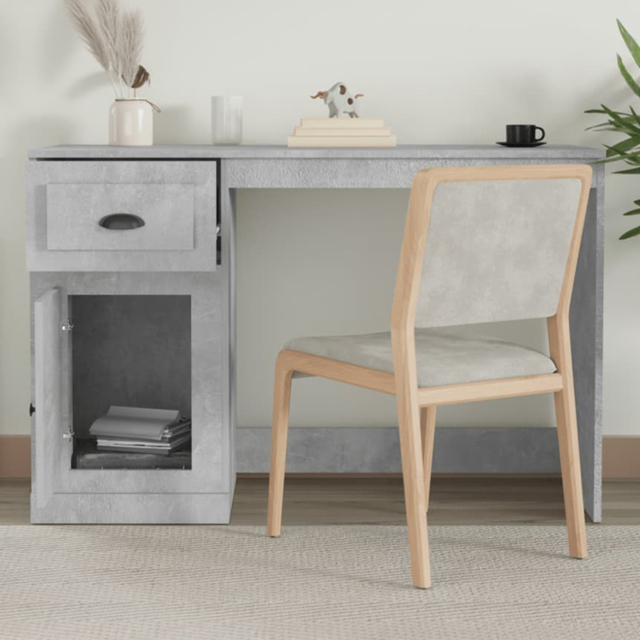 vidaXL Single Door Single Drawer Study Desk Concrete Grey - Size: 75 x 115 x 50cm - Wilko - image 1
