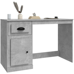 vidaXL Single Door Single Drawer Study Desk Concrete Grey - Size: 75 x 115 x 50cm - Wilko - thumbnail 4