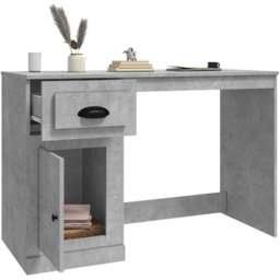 vidaXL Single Door Single Drawer Study Desk Concrete Grey - Size: 75 x 115 x 50cm - Wilko - thumbnail 5