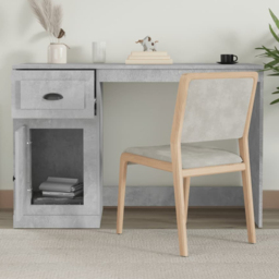 vidaXL Single Door Single Drawer Study Desk Concrete Grey - Size: 75 x 115 x 50cm - Wilko - thumbnail 1