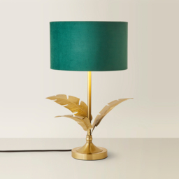 ValueLights Christina Green Velvet and Gold Palm Leaf Table Lamp with Bulb - Size: 47.5 x 29 x 29cm - Wilko - thumbnail 6