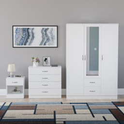 Vida Designs Riano White 3 Piece Bedroom Furniture Set - Wilko - thumbnail 3