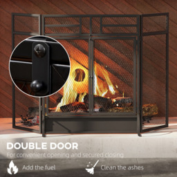 HOMCOM 3 Panel Black Mesh Fireplace Screen - Size: 87 x 7.5 x 66cm - Wilko - thumbnail 7