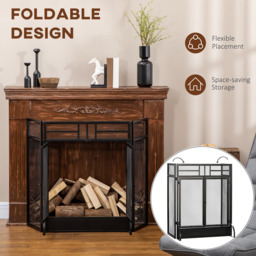 HOMCOM 3 Panel Black Mesh Fireplace Screen - Size: 87 x 7.5 x 66cm - Wilko - thumbnail 6