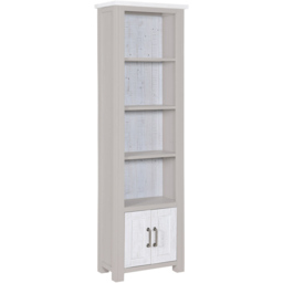 Baumhaus Greystone 2 Door 4 Shelf White Narrow Bookcase - Wilko - thumbnail 3