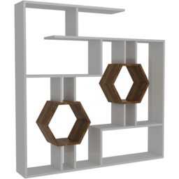Decorotika Tamara Brown and White Geometric Unique Bookshelf - Size: 134 x 134 x 22cm - Multi - Wilko - thumbnail 3