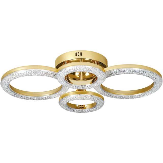 HOMCOM Modern Gold 4 Ring Flush Mount LED Ceiling Light - Size: 21 x 48 x 67cm - Gold Tone - Wilko - image 1