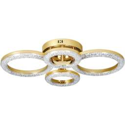 HOMCOM Modern Gold 4 Ring Flush Mount LED Ceiling Light - Size: 21 x 48 x 67cm - Gold Tone - Wilko - thumbnail 1