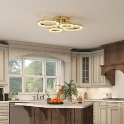 HOMCOM Modern Gold 4 Ring Flush Mount LED Ceiling Light - Size: 21 x 48 x 67cm - Gold Tone - Wilko - thumbnail 6