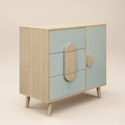 Flair Noah Single Door 3 Drawer Green and Oak Chest of Drawers - Wilko - thumbnail 3
