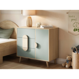Flair Noah Single Door 3 Drawer Green and Oak Chest of Drawers - Wilko - thumbnail 6