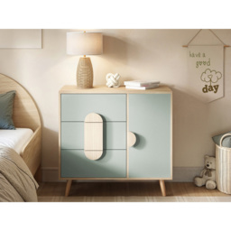 Flair Noah Single Door 3 Drawer Green and Oak Chest of Drawers - Wilko - thumbnail 5
