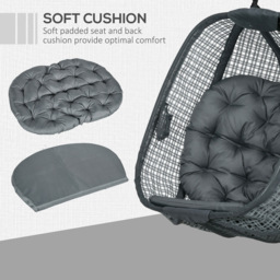 Outsunny Dark Grey Egg Chair with Cushions - Size: 1 Seater - Wilko - thumbnail 7