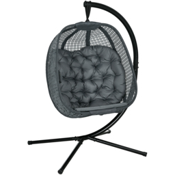 Outsunny Dark Grey Egg Chair with Cushions - Size: 1 Seater - Wilko - thumbnail 3